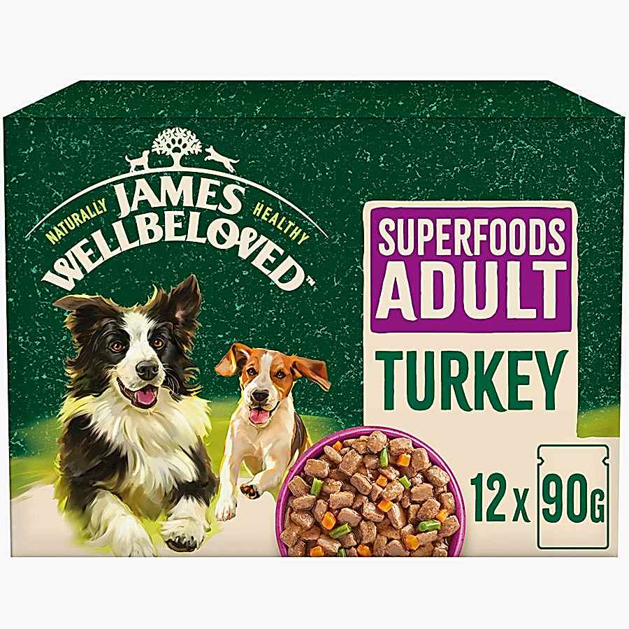 James Wellbeloved Superfood Wet Adult Dog Food Turkey in Gravy 12 Pouches