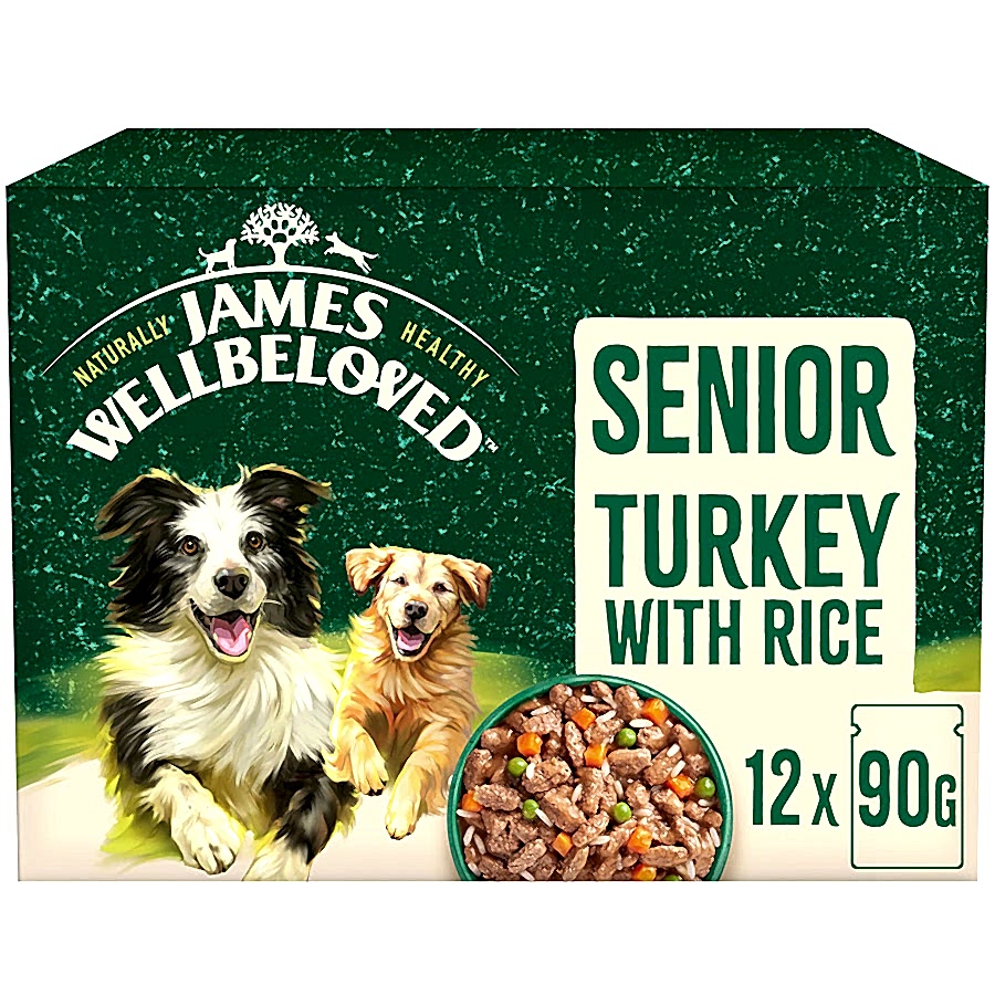 James Wellbeloved Wet Senior Dog Food Turkey & Rice in Gravy 12 Pouches