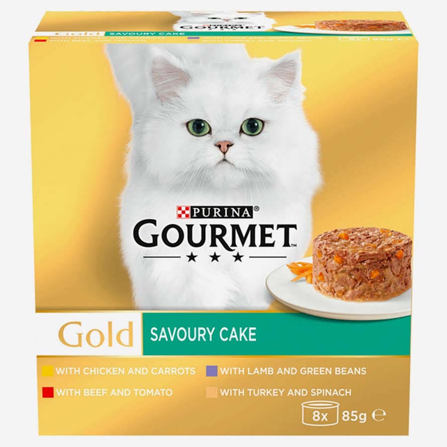 Gourmet Gold Savoury Cake Wet Adult Cat Food Meat and Vegetables 8 Tins