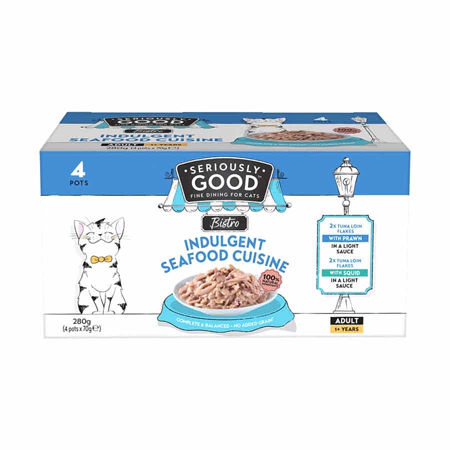 Seriously Good Wet Adult Cat Food Indulgent Seafood Cuisine 4 Tins