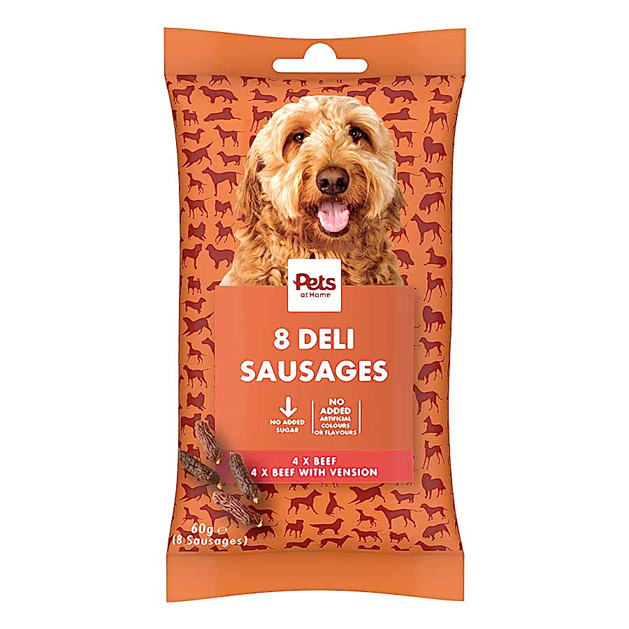 Pets at Home Deli Sausages Dog Treats Beef & Venison 8 Pack