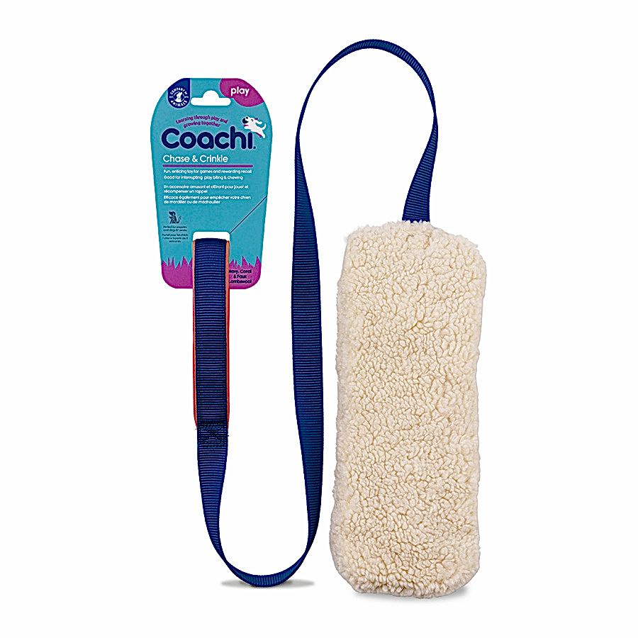 Coachi Chase & Crinkle Faux Lambswool Dog Toy Navy & Cream