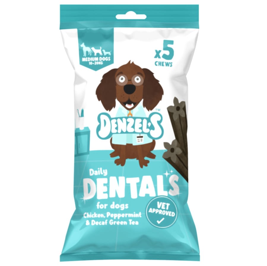 Denzel's Daily Dentals Medium Dog Treats Chicken & Peppermint 5 Pack