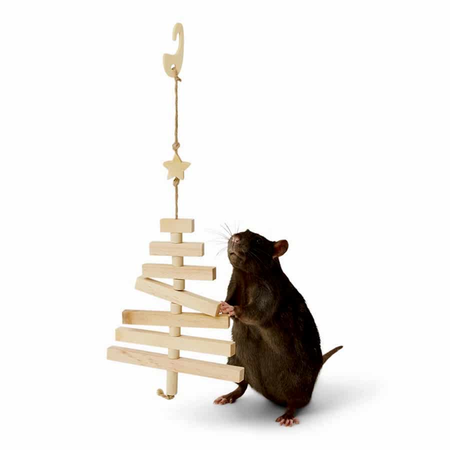 Pets at Home Christmas Wooden Twinkle Tree Small Animal Gnaw Mobile