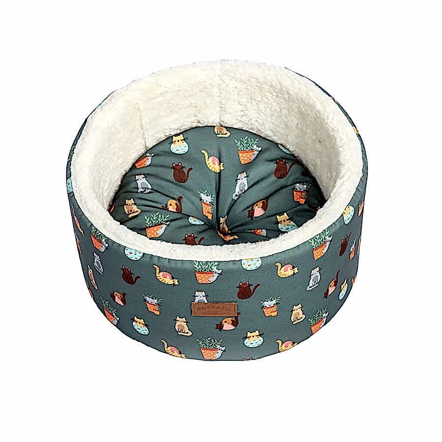 Danish Design FatFace Mischievous Cats Cosy Cat Bed Grey Medium