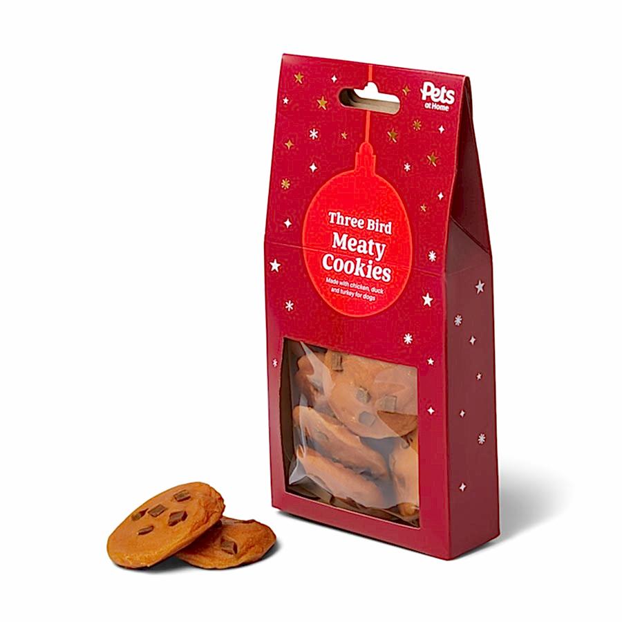 Pets at Home Christmas Cookies Dog Treats Three Bird Meaty