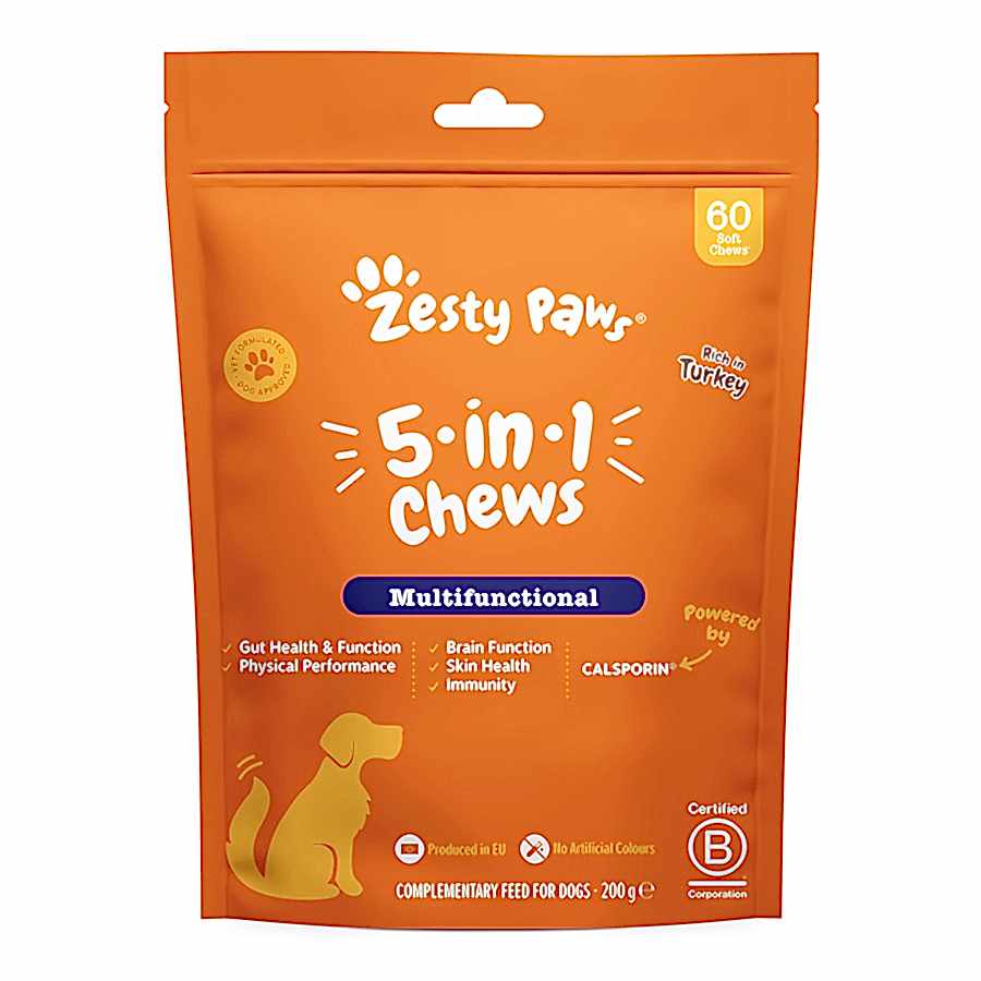 Zesty Paws 5 in 1 Dog Chews Turkey Flavour 60 Pack