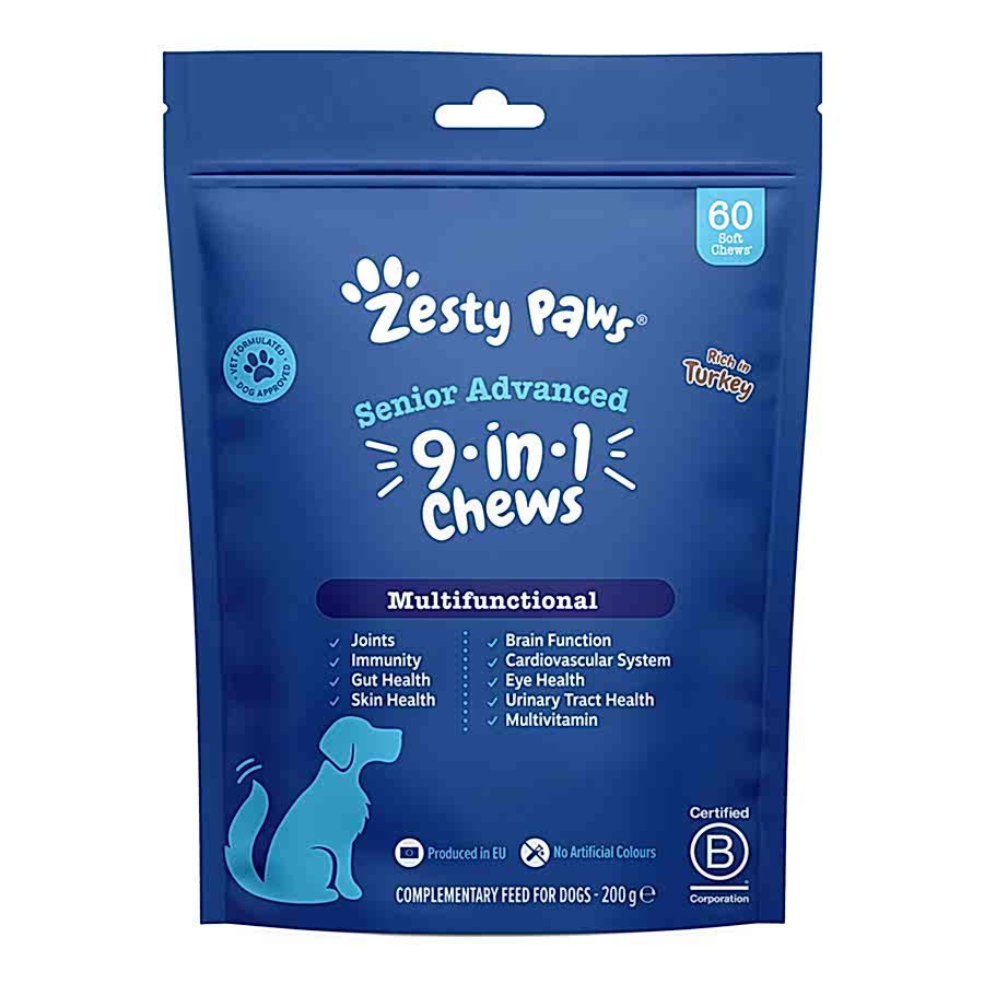 Zesty Paws Senior Advanced 9 in 1 Multivitamin Dog Chews Turkey Flavour 60 Pack