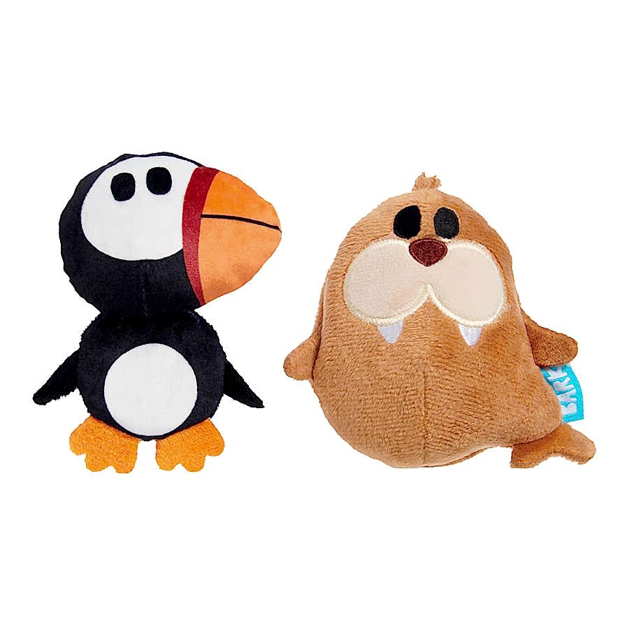 Bark Elf Buddy's Arctic Buddies Walrus & Puffin Plush Dog Toys x2