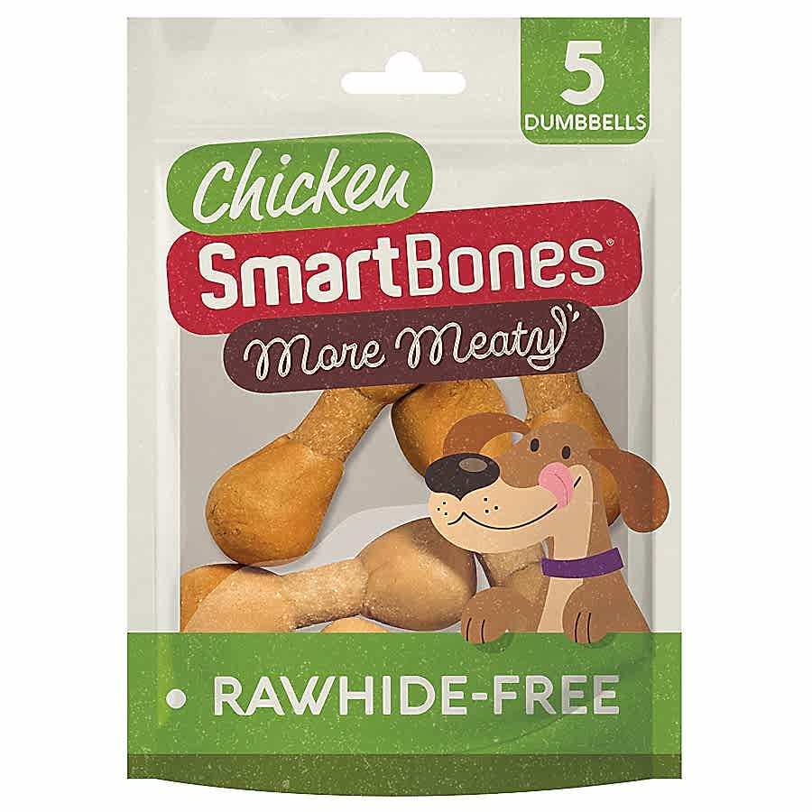 SmartBones More Meaty Rawhide Free Chicken Dumbbells Dog Treats 5 Pack