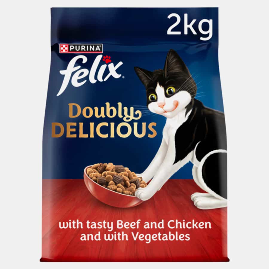 Felix Doubly Delicious Dry Adult Cat Food Beef, Chicken and Vegetables