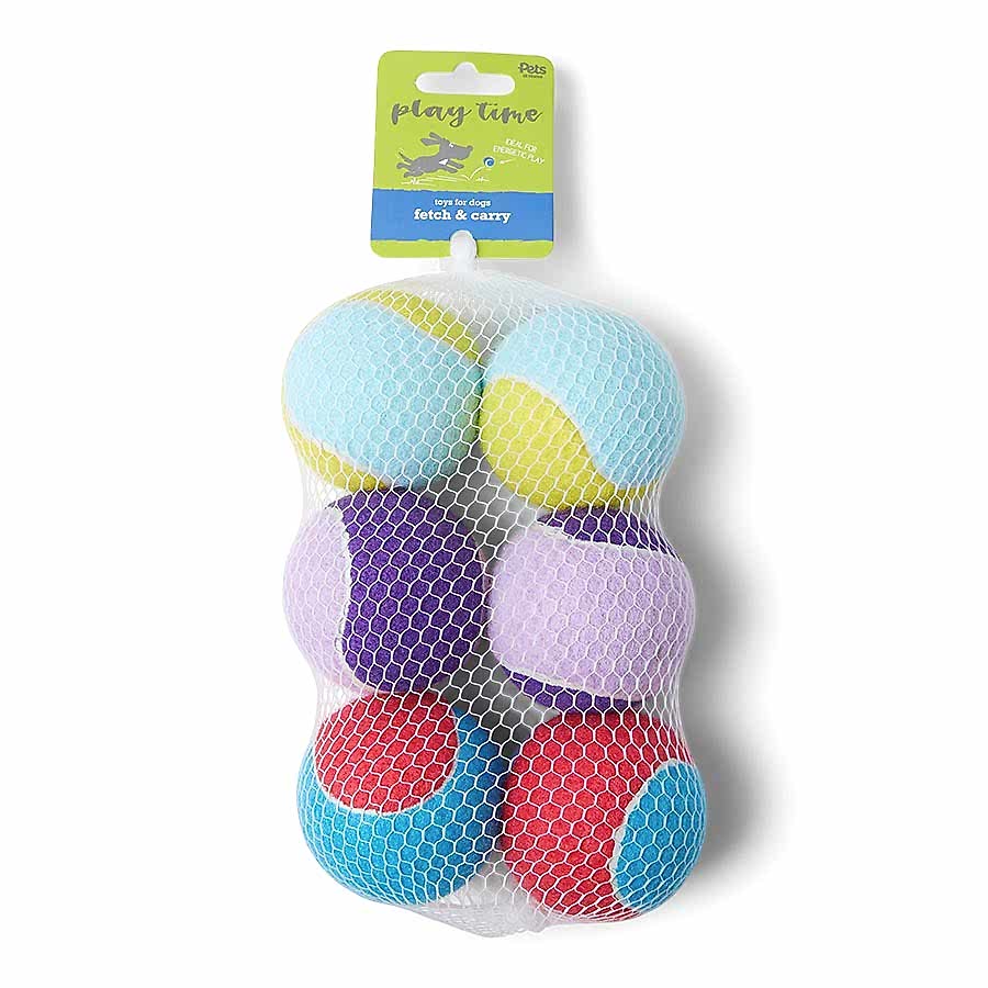 Pets at Home Tennis Ball Dog Toy x6