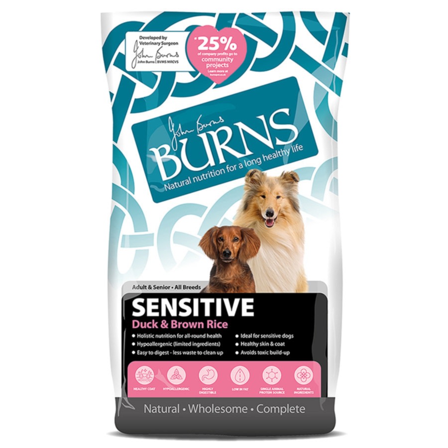 Burns Sensitive Dry Dog Food Duck & Brown Rice