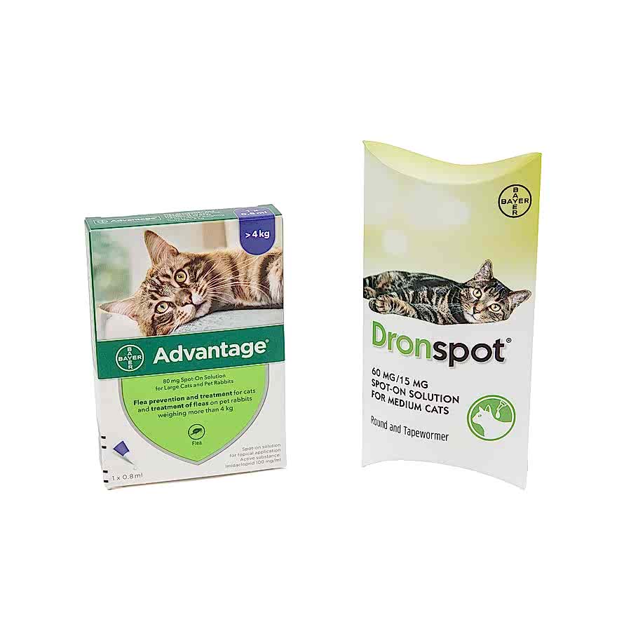 Advantage & Dronspot Spot-On Cat Flea & Worming Treatment