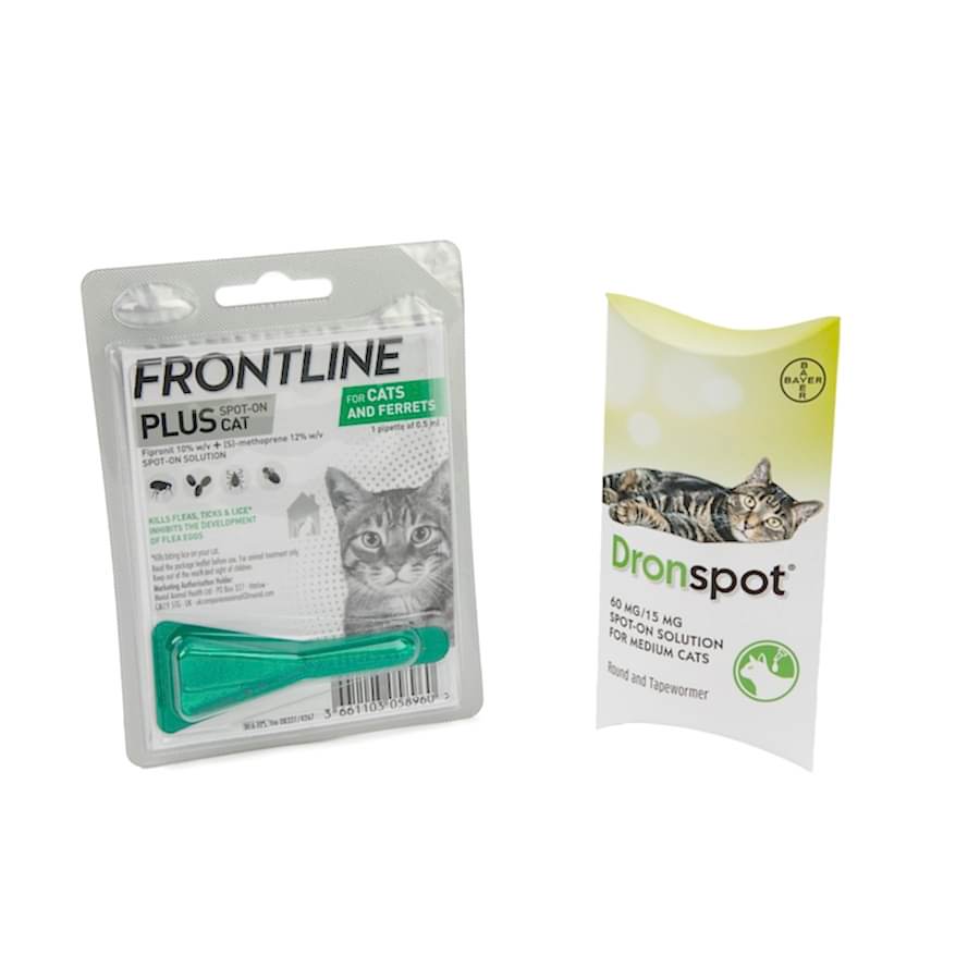 Frontline Plus & Dronspot Spot-On Cat Flea & Worming Treatment