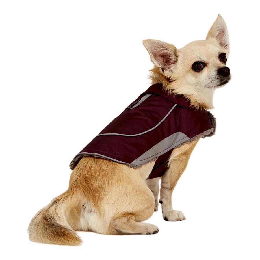 Pets at Home Ripstop Reflective Dog Coat Wine