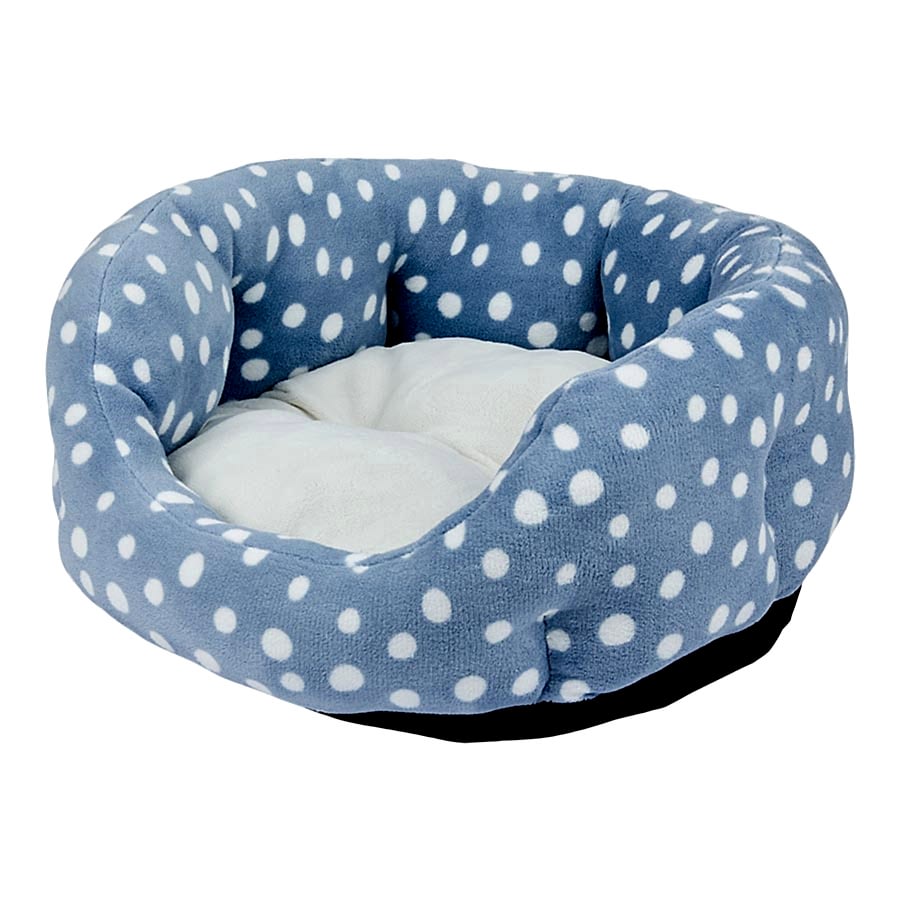 Pets at Home Spotty Scalloped Dog Bed Blue