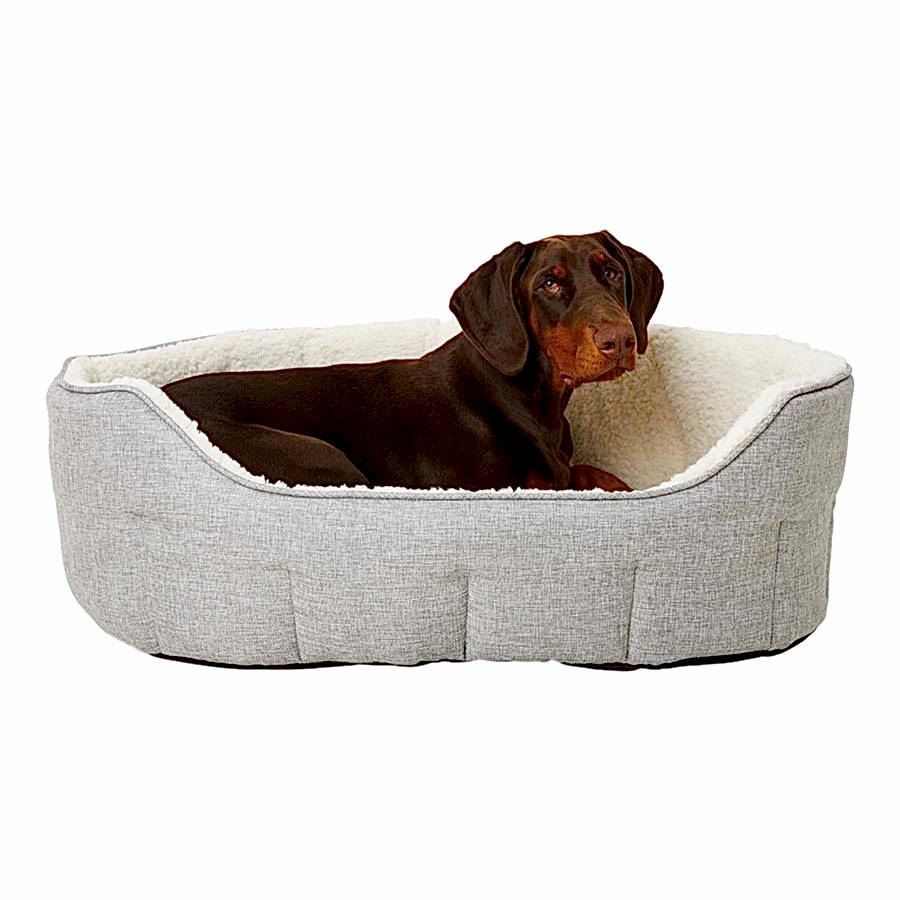 Pets at Home Linen Scallop Oval Dog Bed Grey