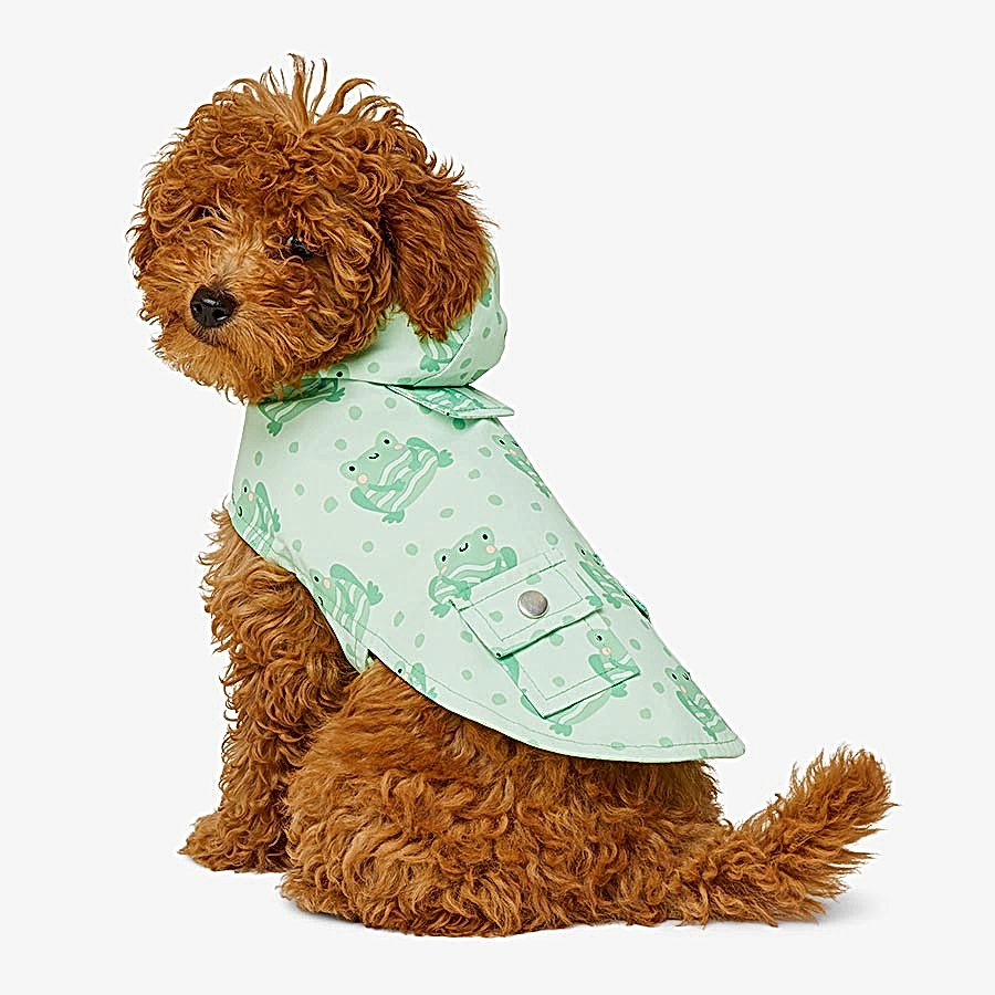 Just For Puppy Frog Print Raincoat Green