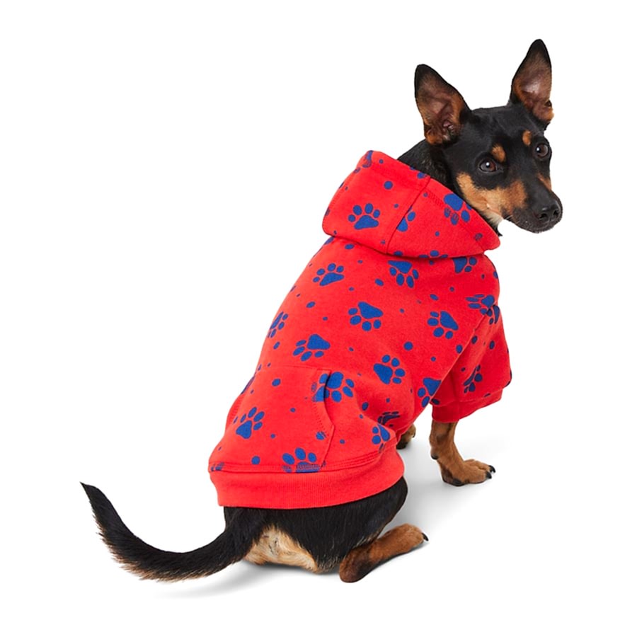 Pets at Home Pawprint Dog Hoodie Red