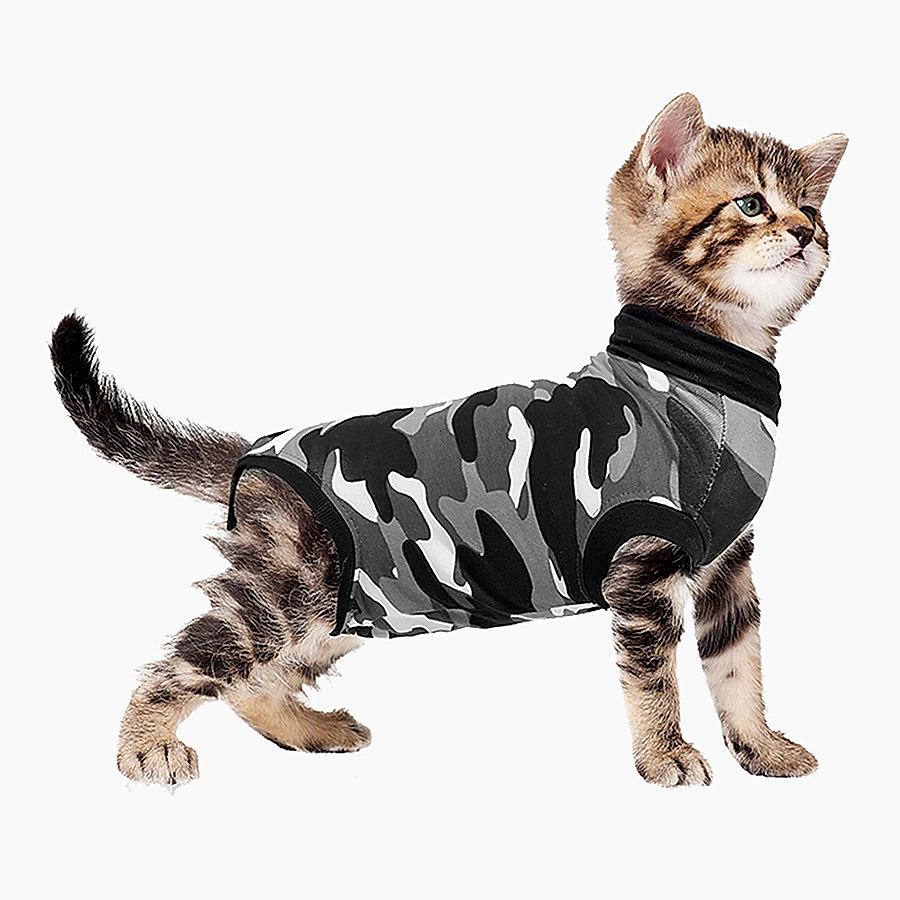 Suitical Recovery Suit For Cats Black Camouflage