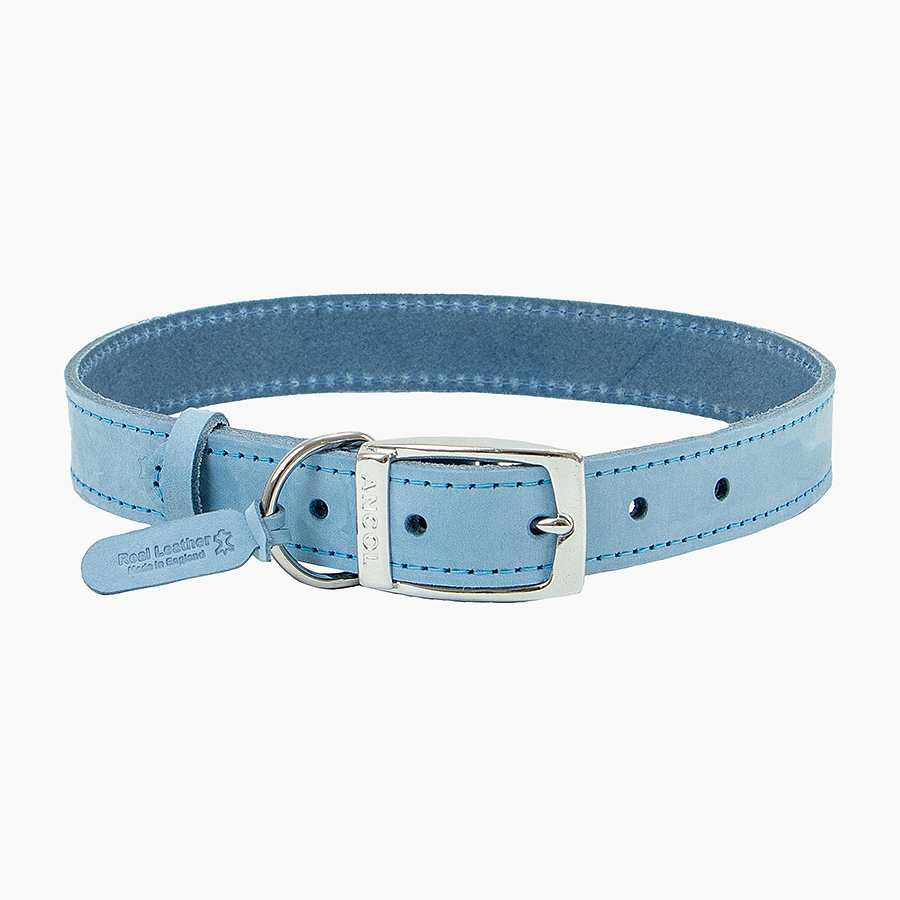 Ancol Timberwolf Leather Dog Collar Blue