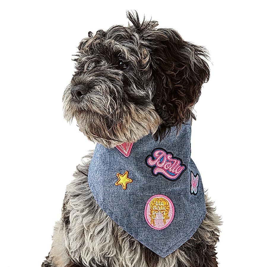 Doggy Parton Cambray Patches Dog Bandana Blue