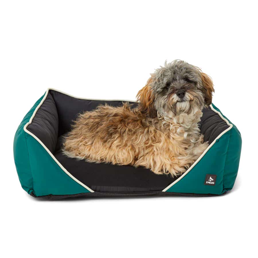 3 Peaks Anti Bacterial Square Dog Bed Green