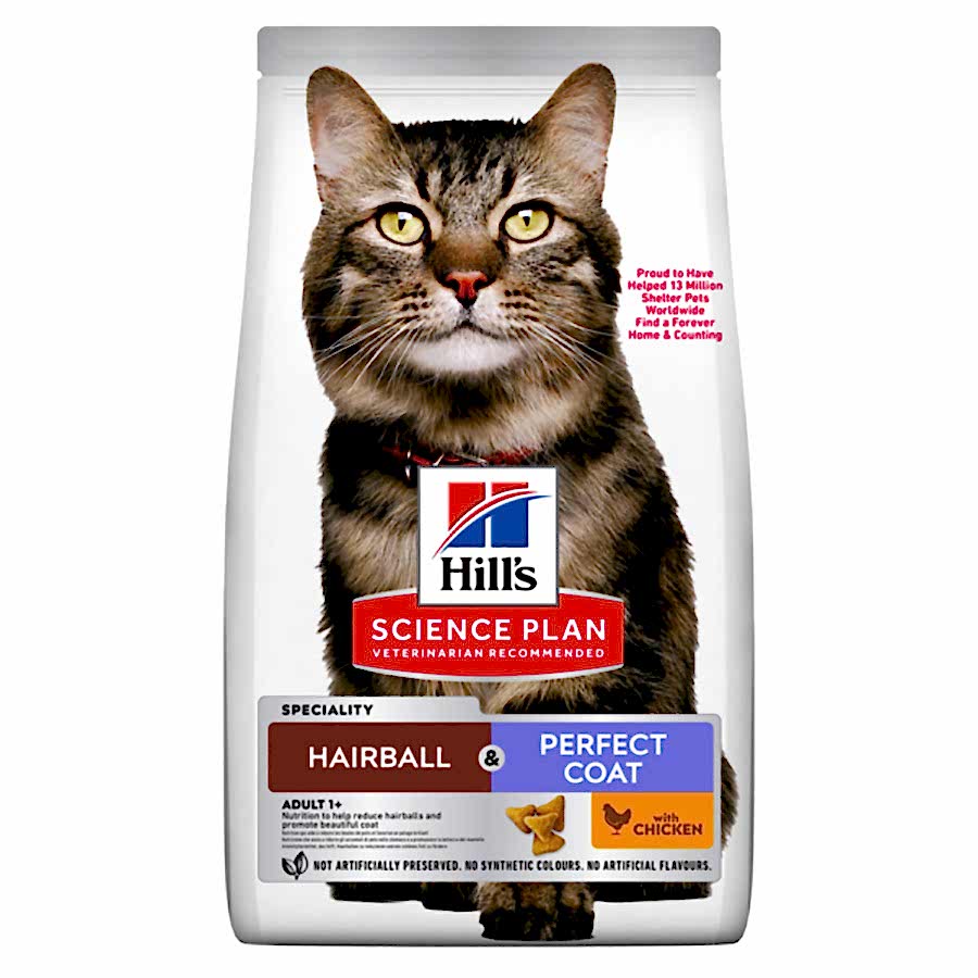 Hill's Science Plan Hairball & Perfect Coat Dry Adult Cat Food with Chicken