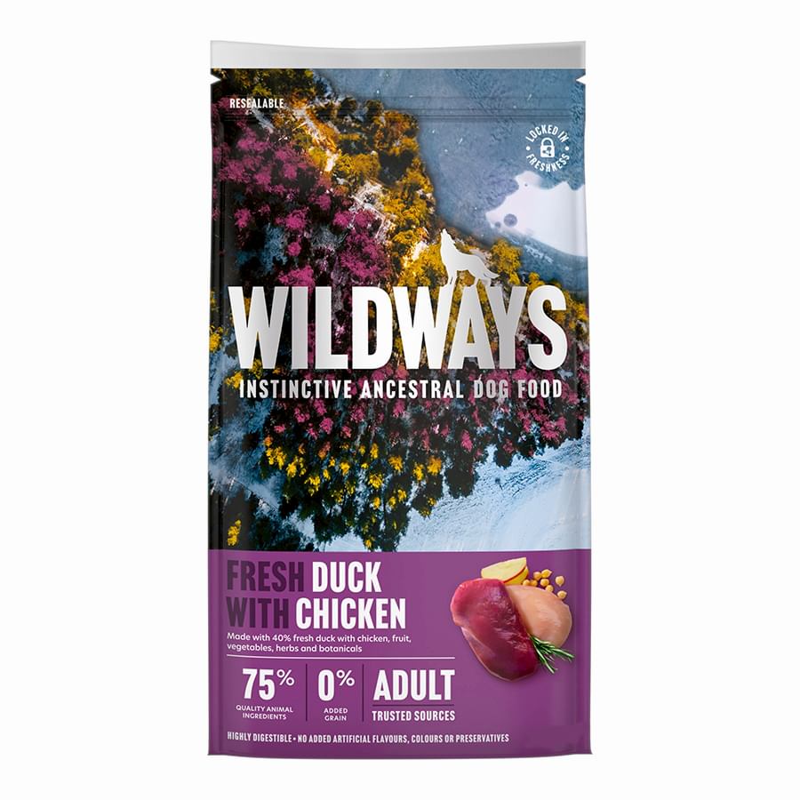 Wildways Dry Adult Dog Food Fresh Duck with Chicken & Vegetables