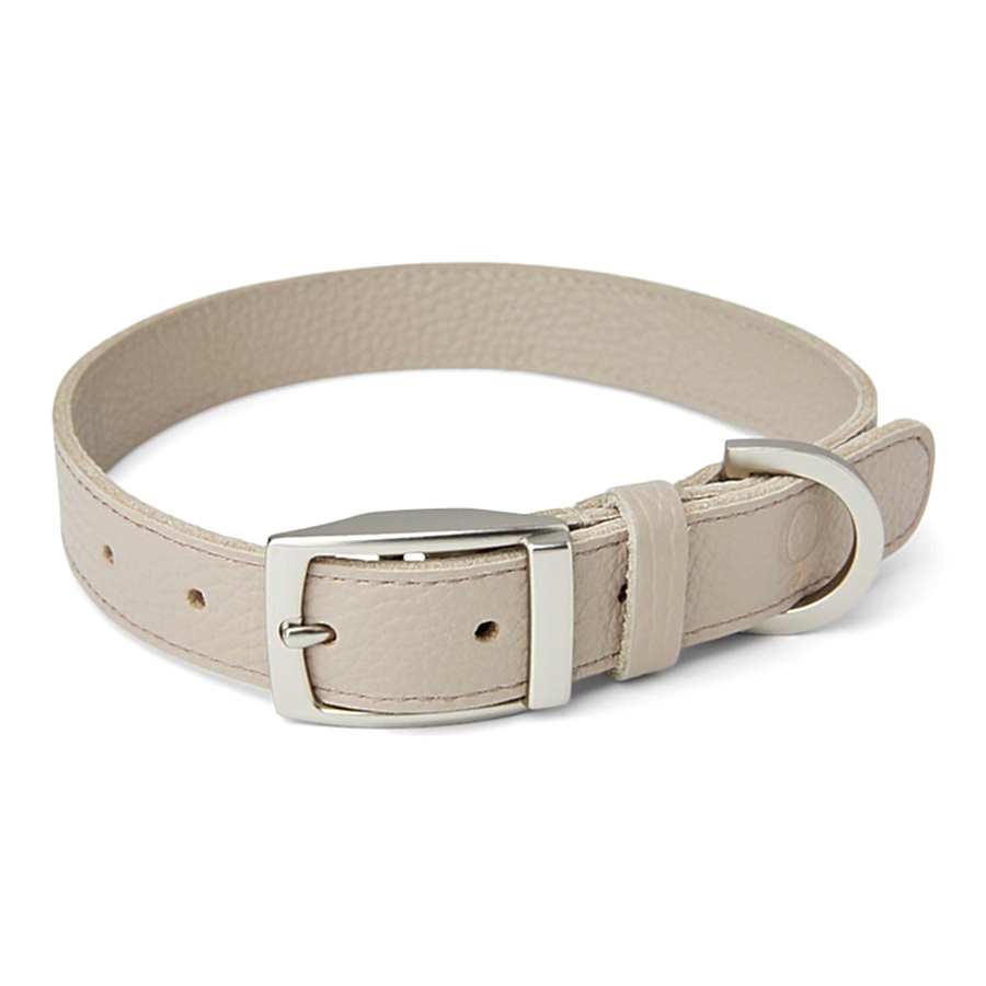 Noble Handcrafted Straight Leather Dog Collar Putty