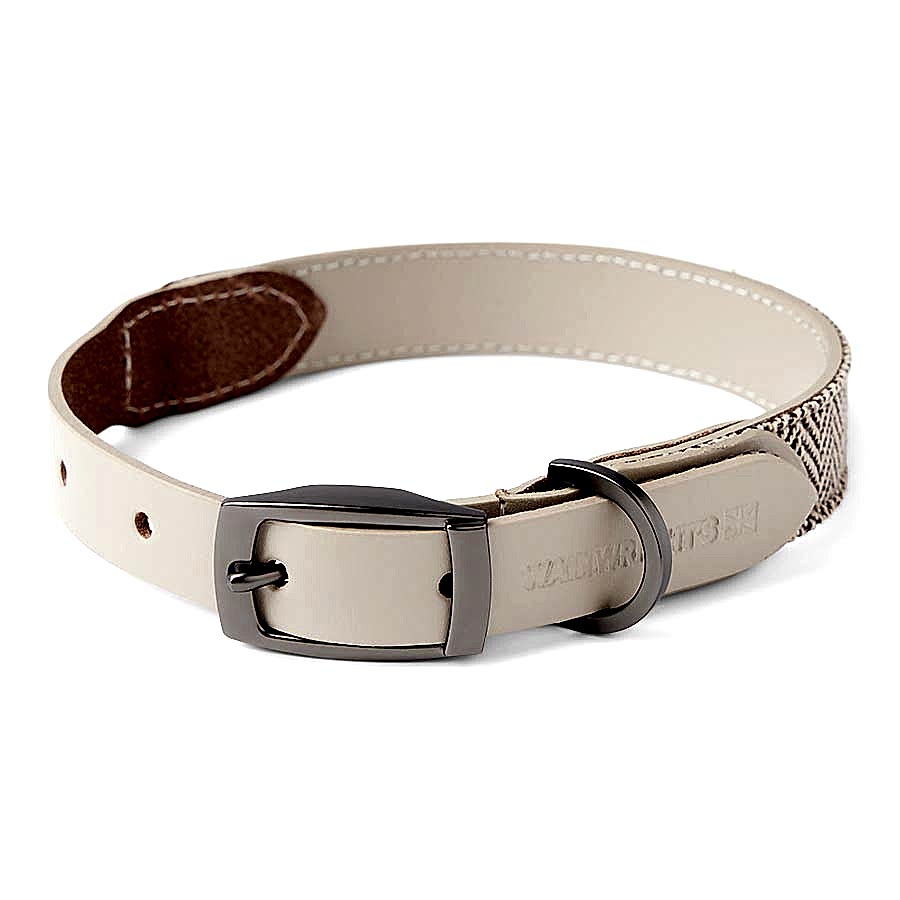 Wainwright's Herringbone & Leather Dog Collar Brown