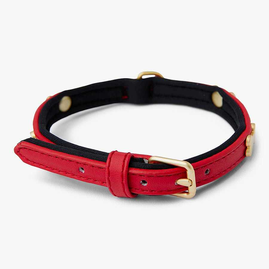 Pets at Home Faux Leather Bone Stud Dog Collar Red