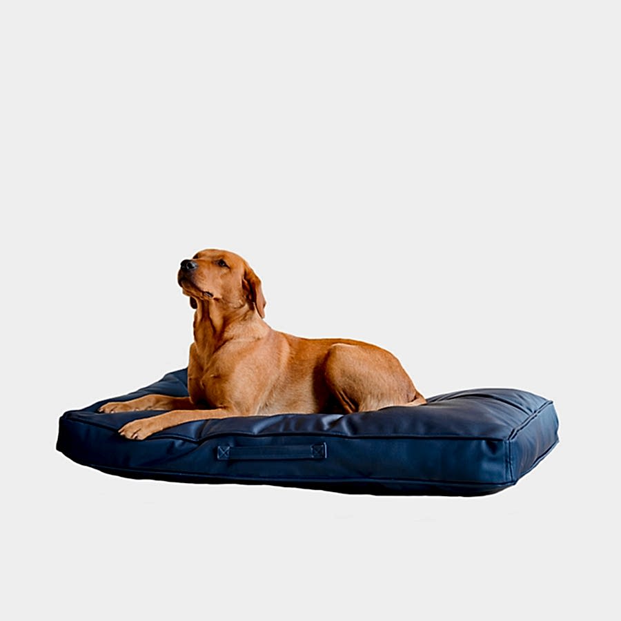 Lords & Labradors Rhino Leather Cushion Dog Bed Pacific Navy