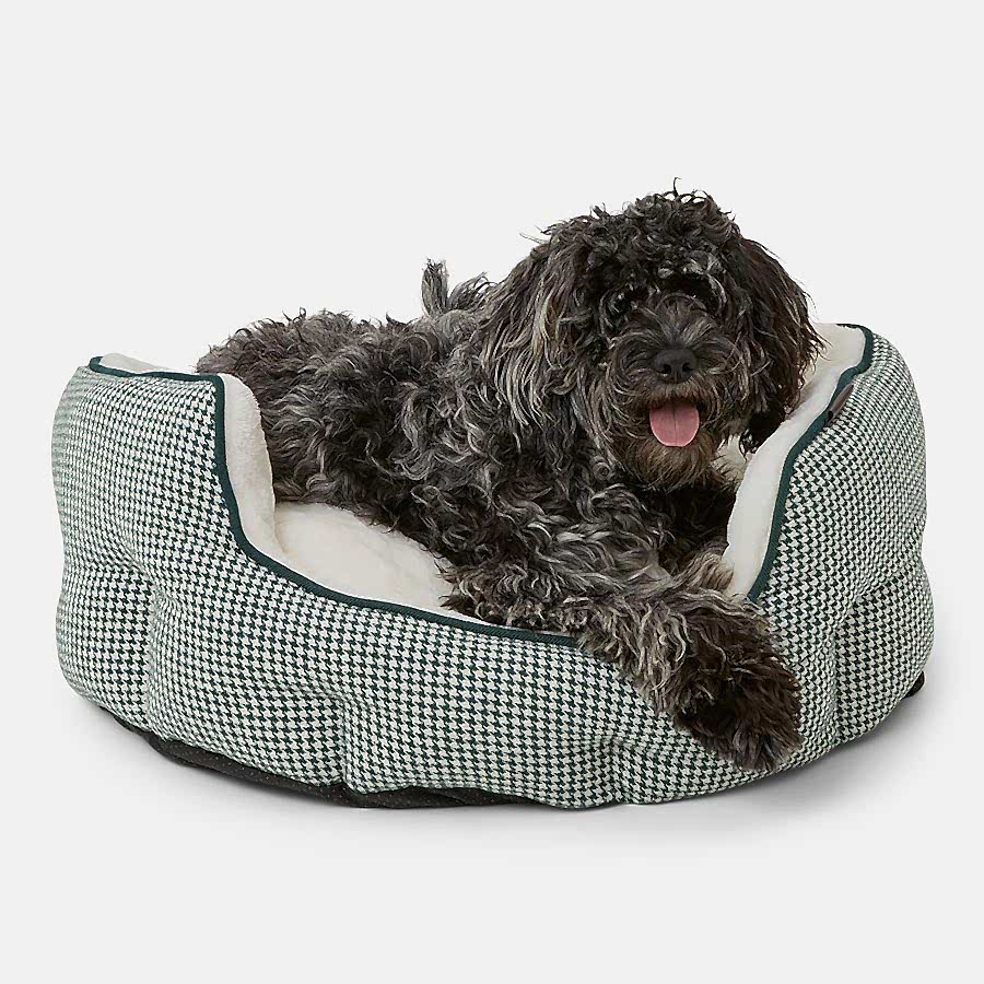 Wainwright's Houndstooth Memory Foam Luxury Dog Bed Green/Cream