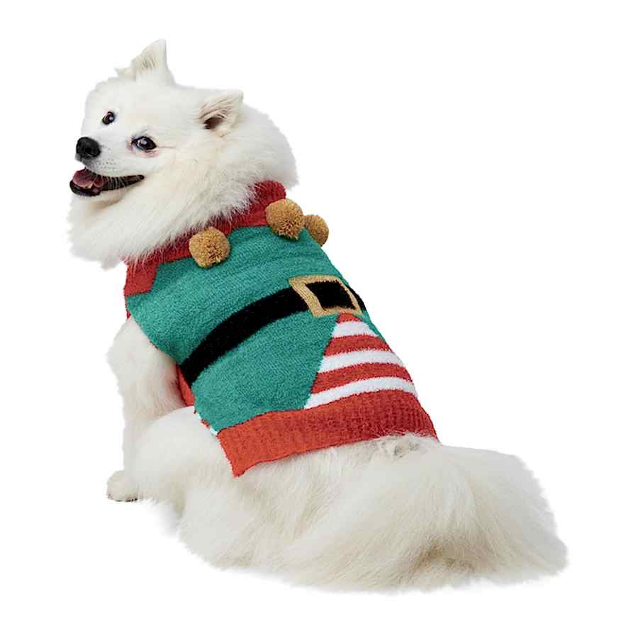 Pets at Home Christmas Elf Pom Pom Dog Jumper Multi Coloured