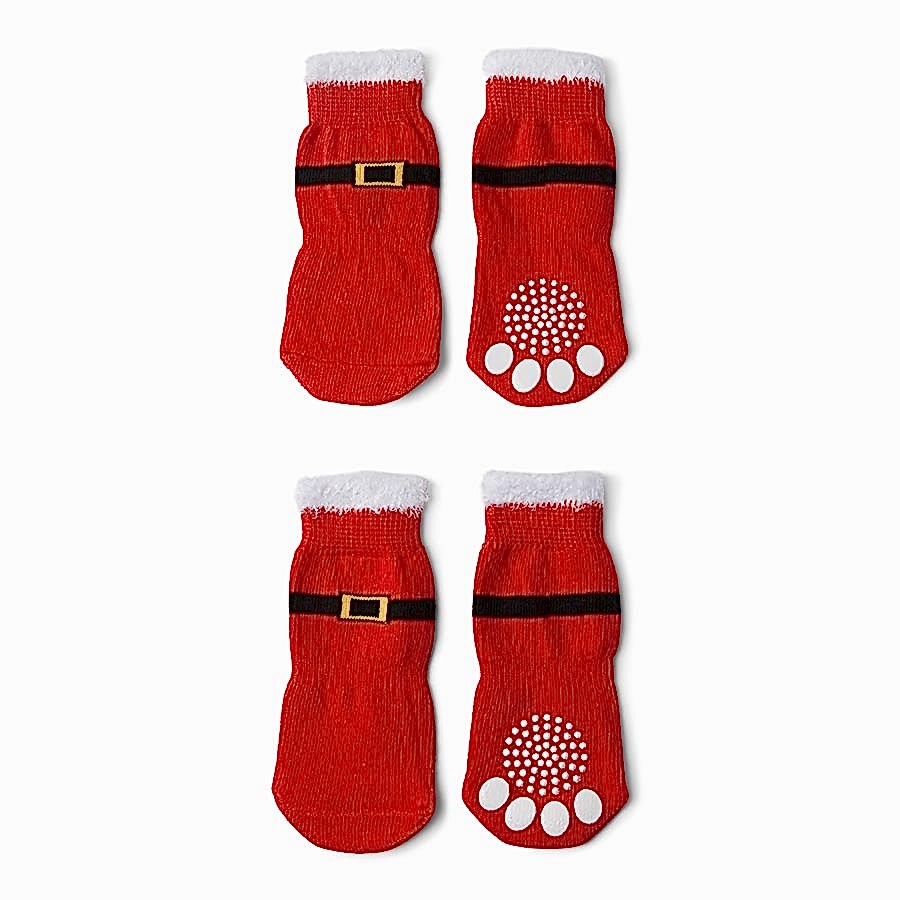 Pets at Home Christmas Santa Belt Dog Socks Red