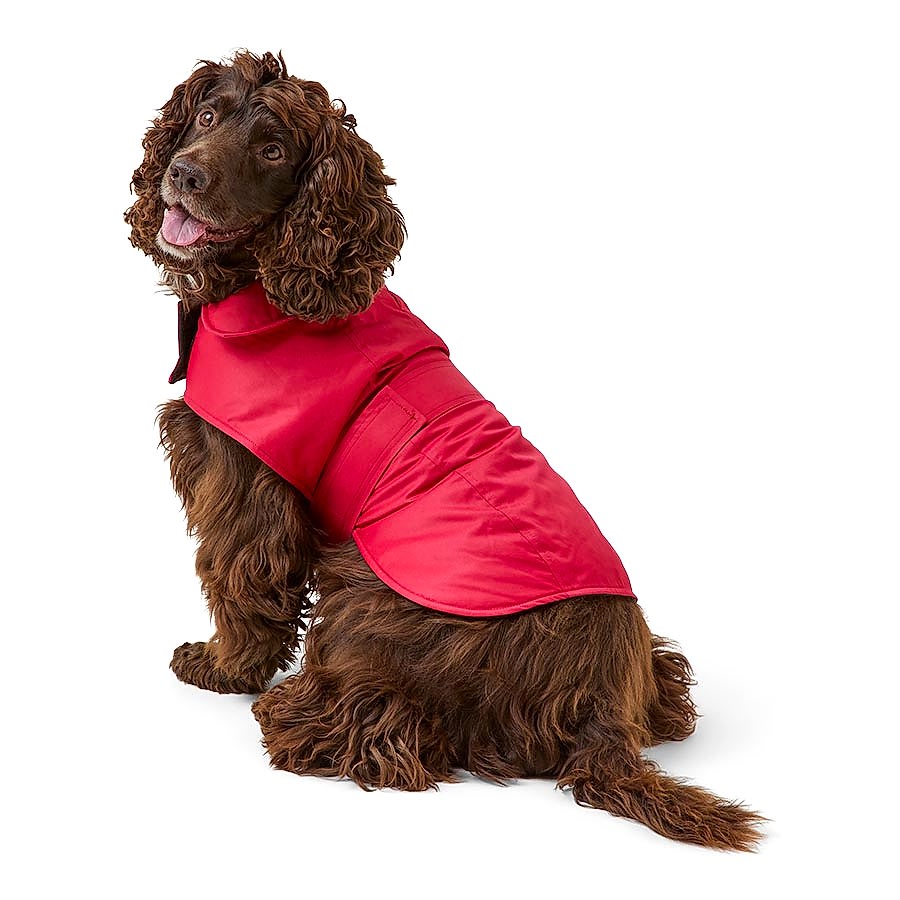 Pets at Home Shower Resistant Fleece Lined Twill Dog Jacket Red