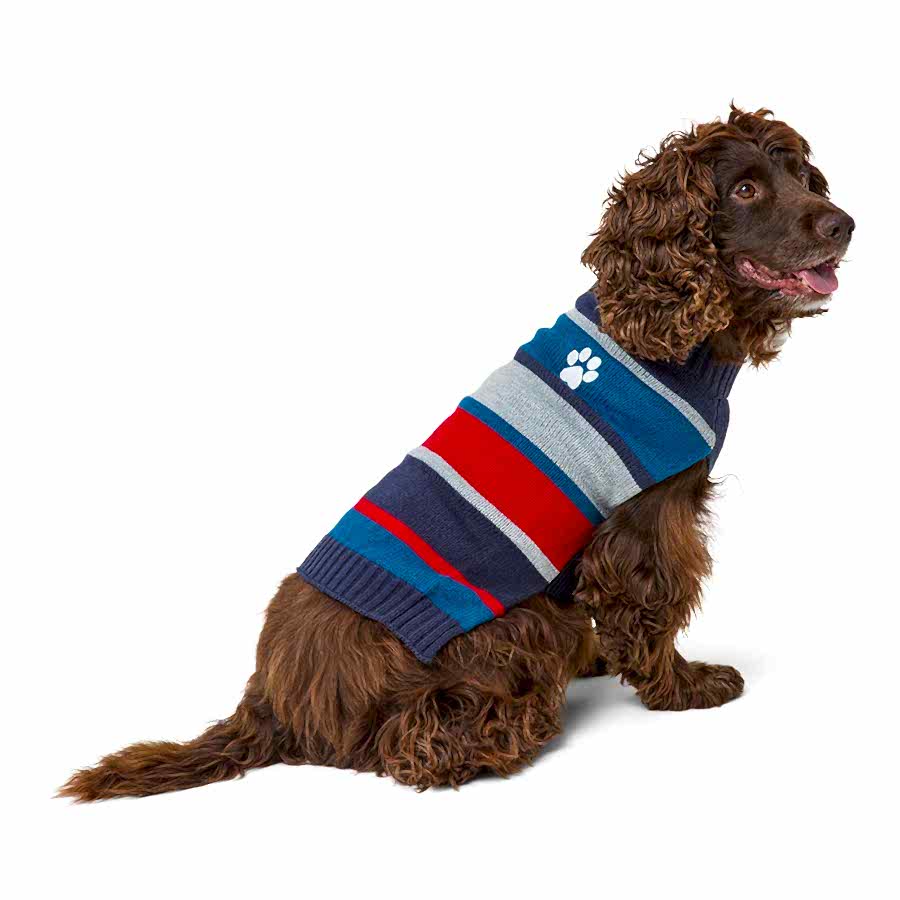 Pets at Home Striped Knitted Dog Jumper Multi-Coloured