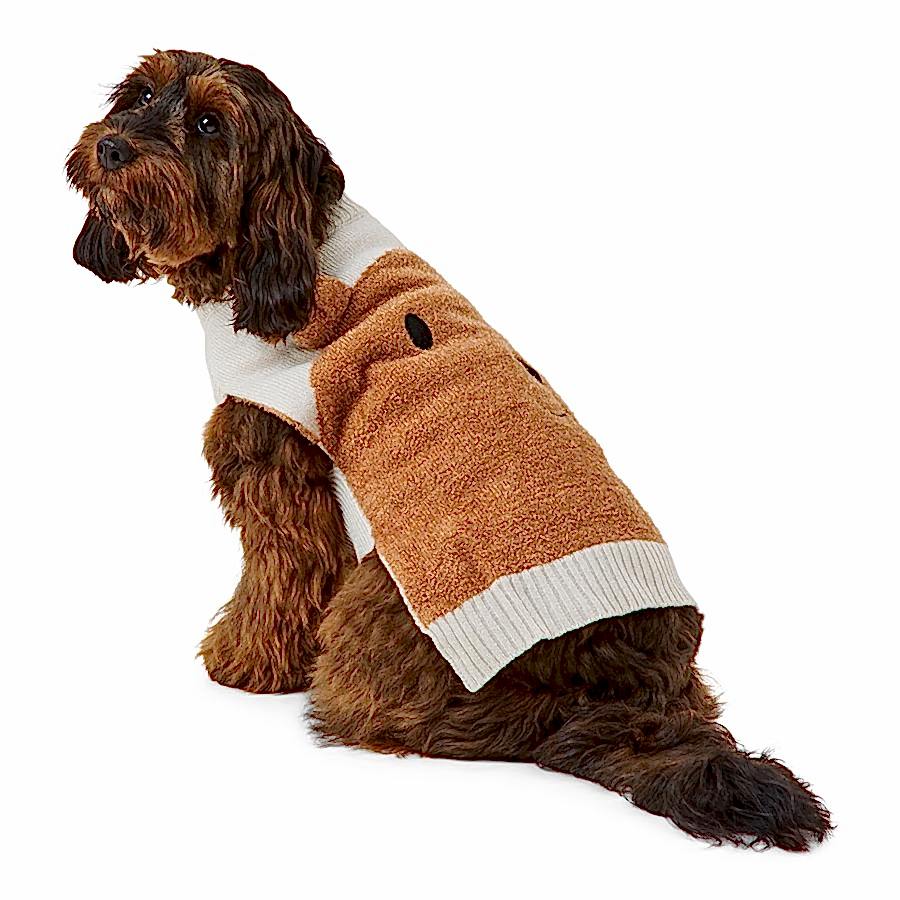 Pets at Home Teddy Face Knitted Dog Jumper Tan