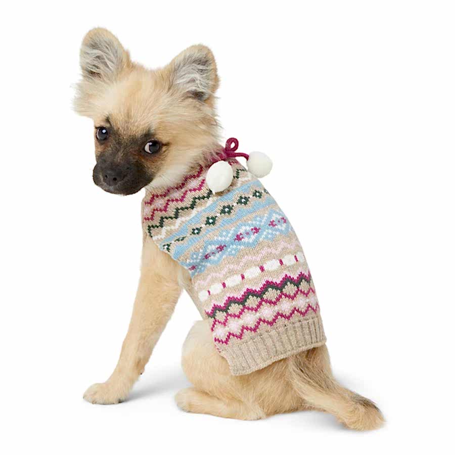 Pets at Home Bow Pom Fair Isle Knitted Dog Jumper Multi-Coloured