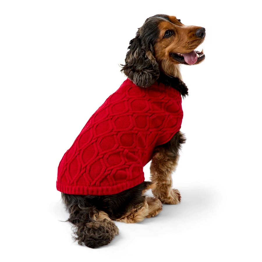 Pets at Home Cable Knit Henley Dog Jumper Red