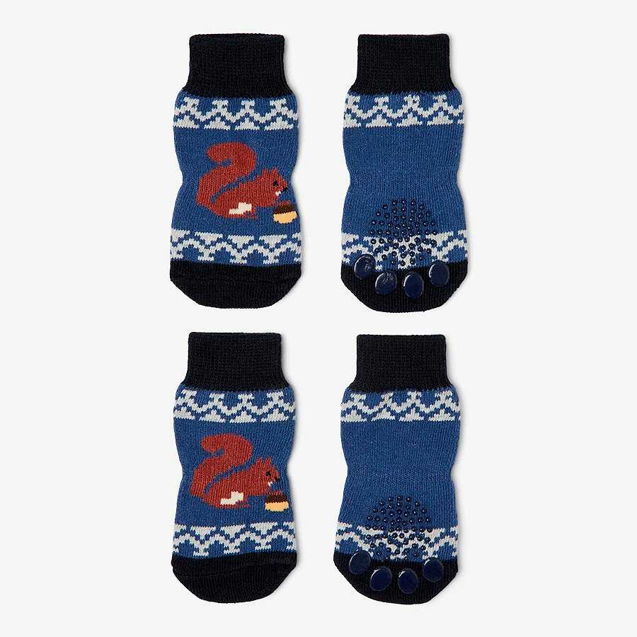 Pets at Home Fair Isle Squirrel Knitted Dog Socks Blue