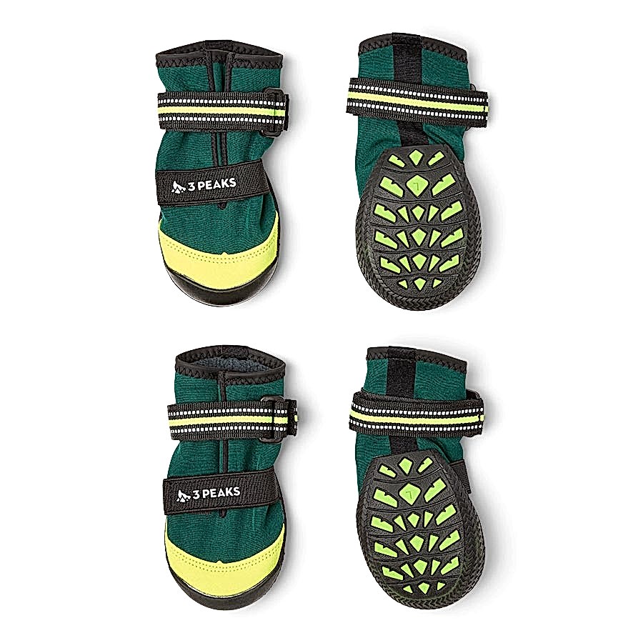 3 Peaks All Terrain Rubber Sole Dog Bootie Set of 4 Green