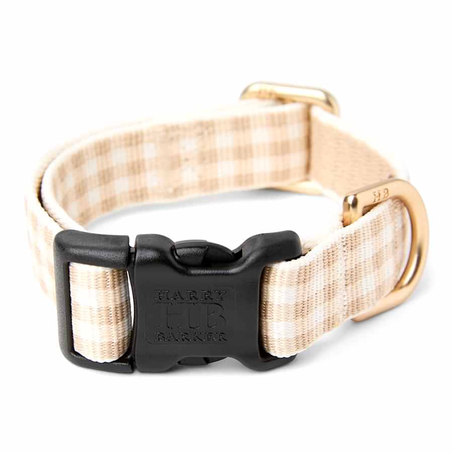 Harry Barker Gingham Dog Collar Tan