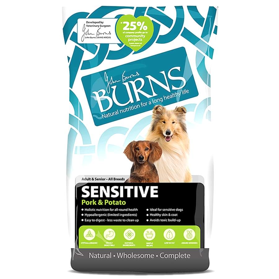 Burns Sensitive Dry Dog Food Pork & Potato